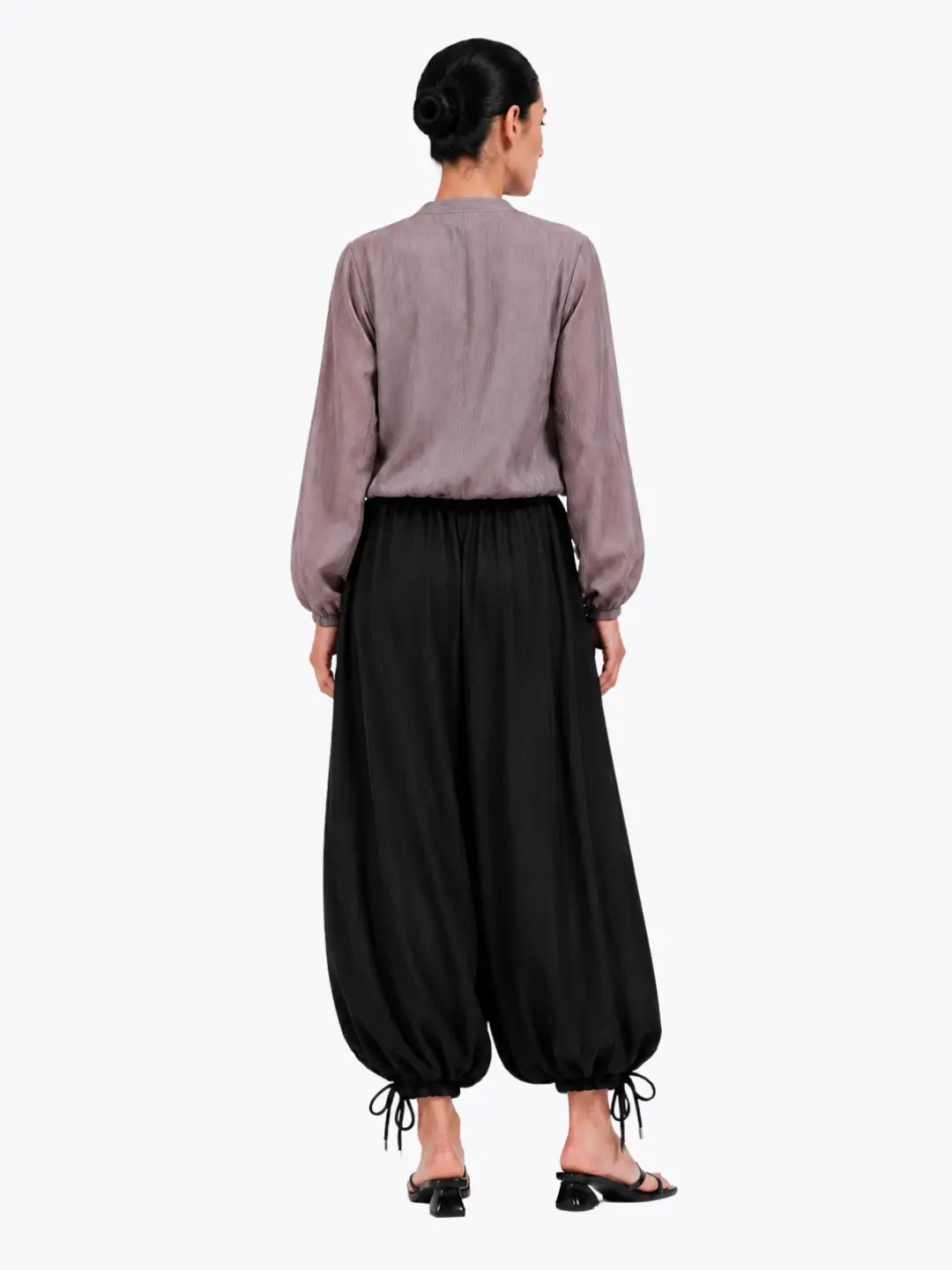 Mauve Textured Jacket with Black Balloon Pants image 4