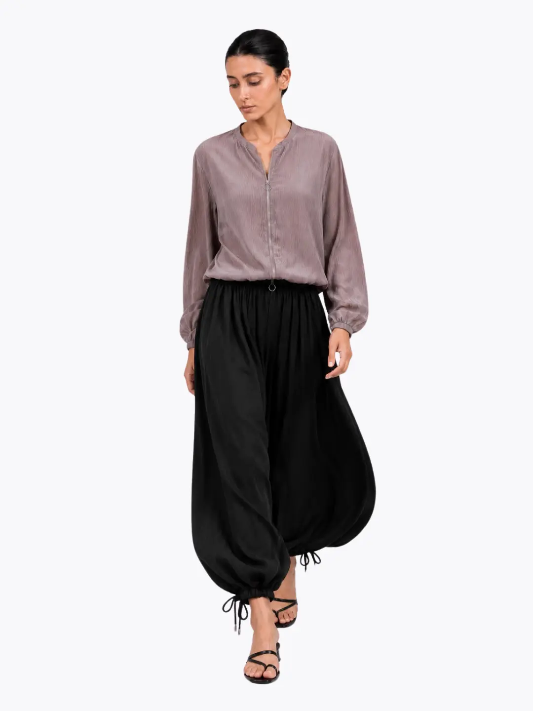 Mauve Textured Jacket with Black Balloon Pants image 5
