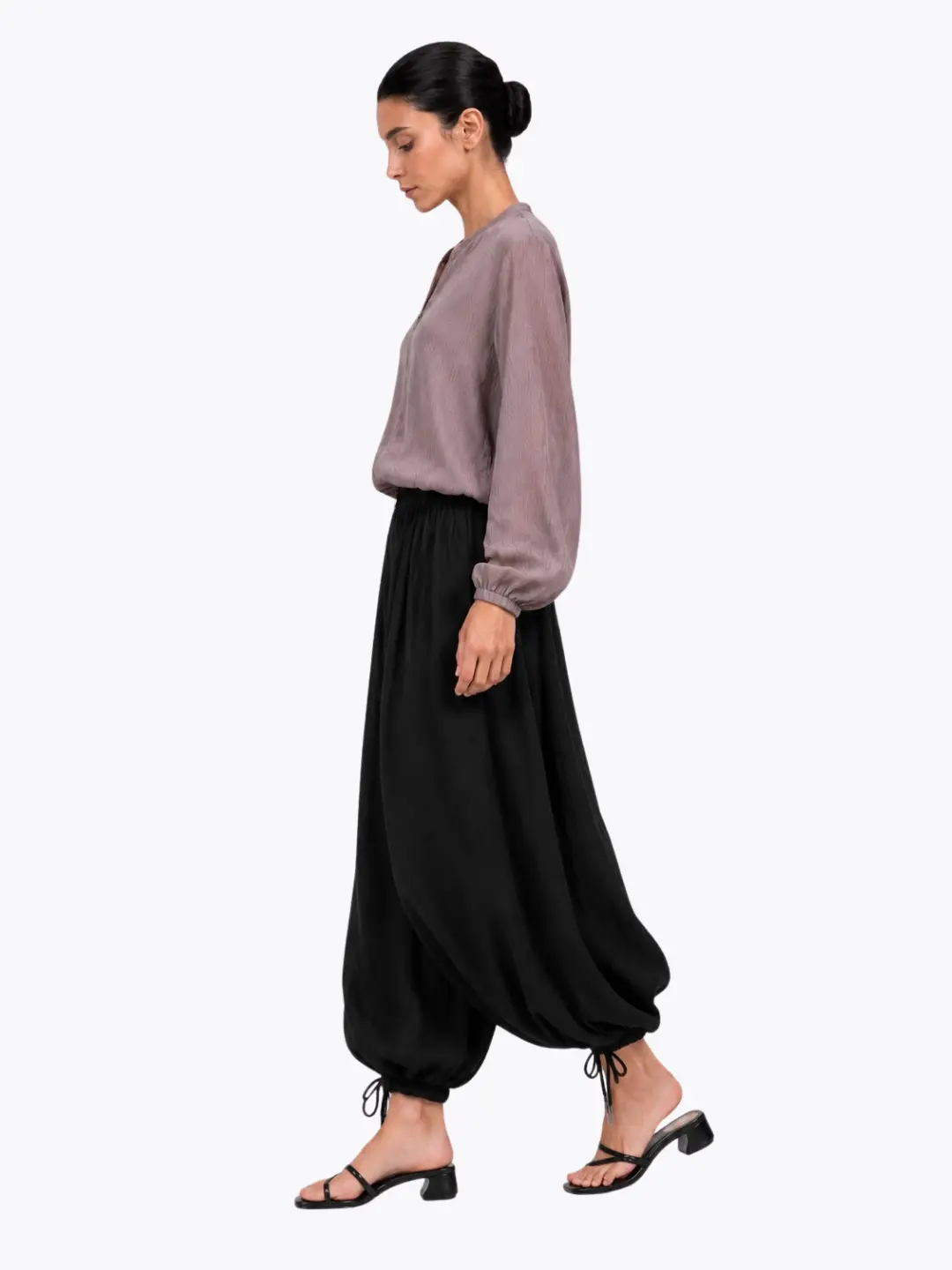 Mauve Textured Jacket with Black Balloon Pants image 6