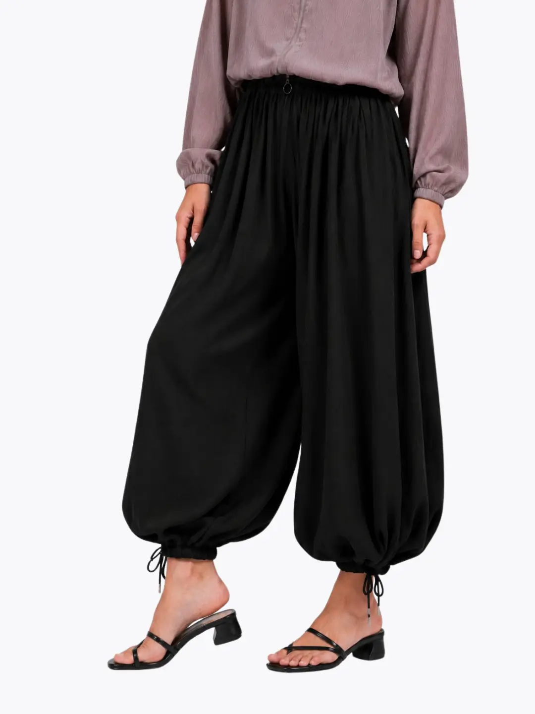 Mauve Textured Jacket with Black Balloon Pants image 7